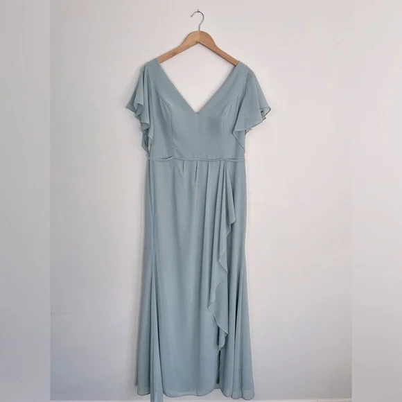flutter sleeve bridesmaid dress david's bridal Chiffon Sweetheart Short Sleeves Bridesmaid Dress| Plus Size